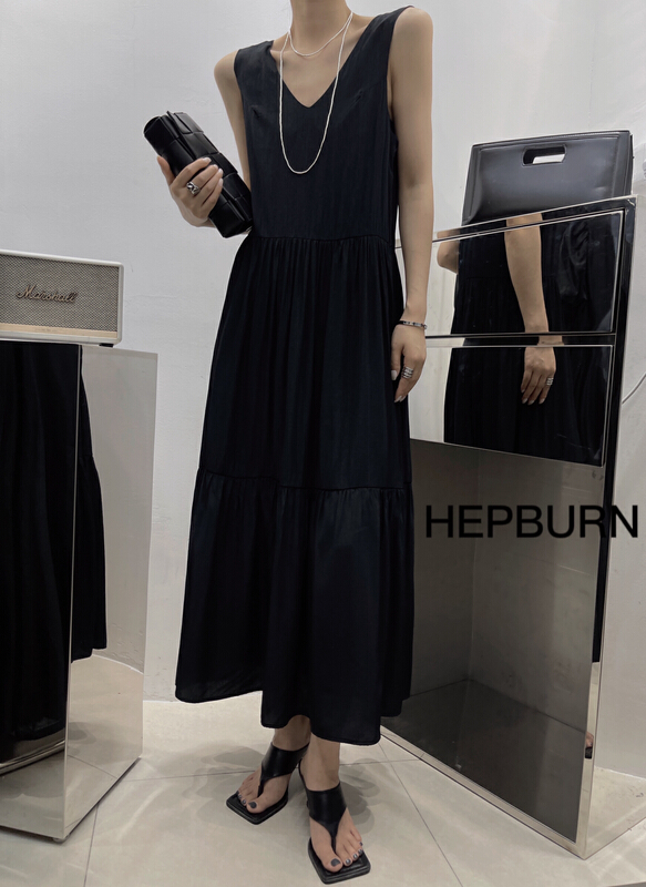 [Hepburn] simple solid color loose vest dress 2510\l