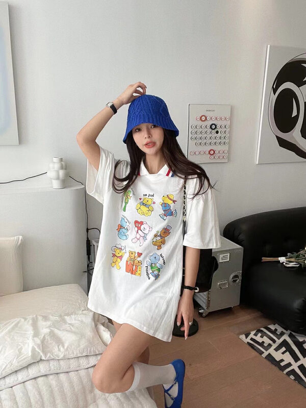 [m2+] cartoon printed Polo slim dress 06104\wtt