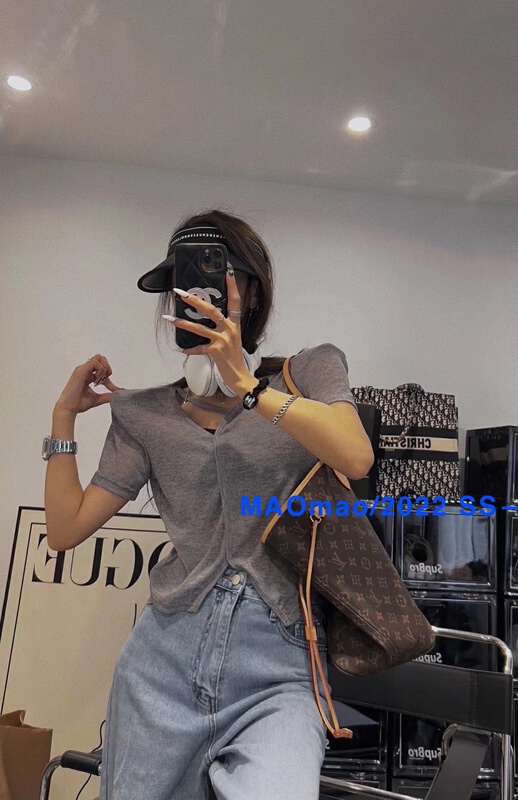 [Maomao] solid color Pullover versatile short sleeve T-shirt 791\wtt