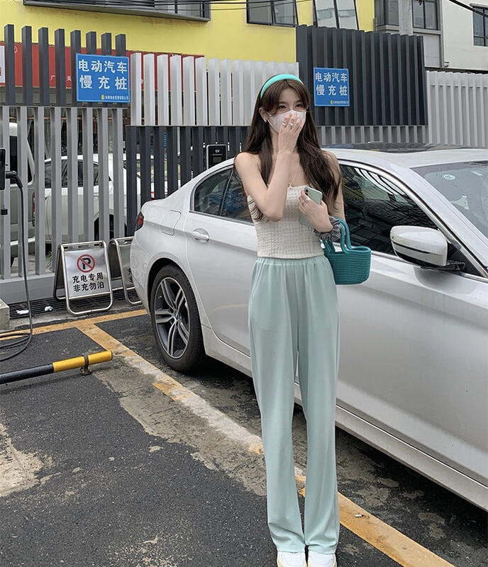 [Amanda] drop feeling versatile wide leg casual pants 9618\pcz
