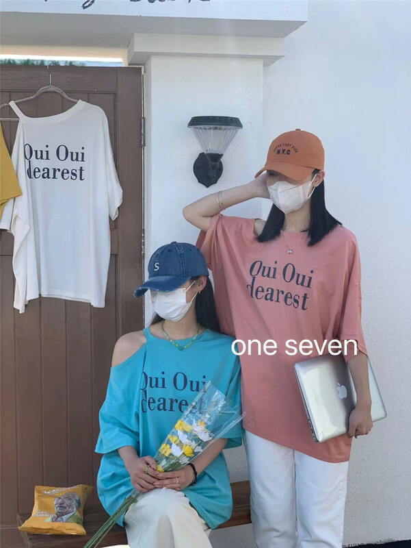 [one seven] loose fit wild letter short sleeve T-shirt 5119\xyy