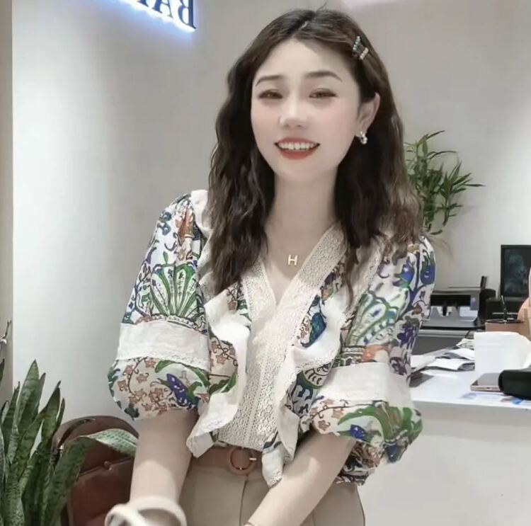 [I-D] temperament V-neck lace shirt ys8206\ll