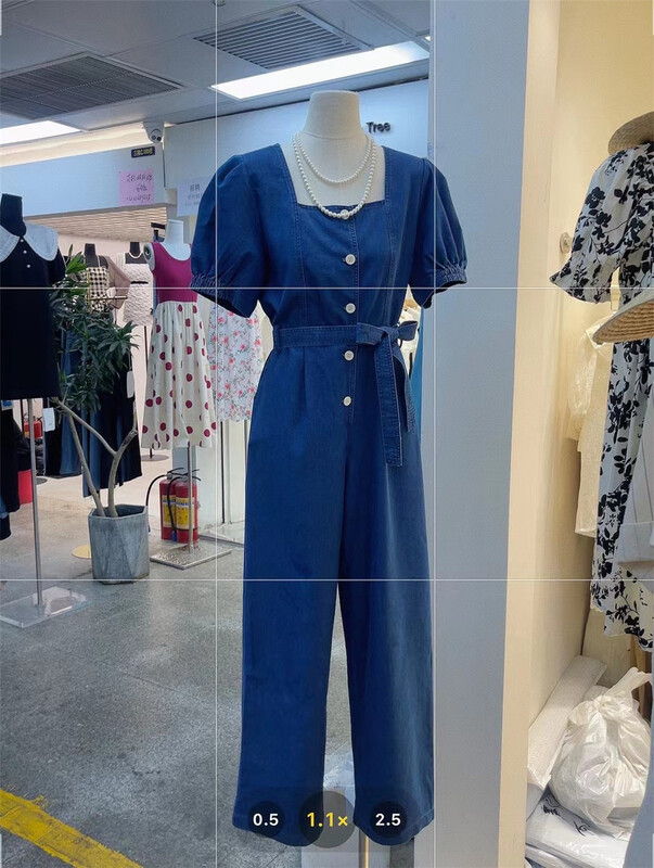 [Danli] fashionable square neck bubble sleeve simple one-piece pants (with belt) 6211\hbx