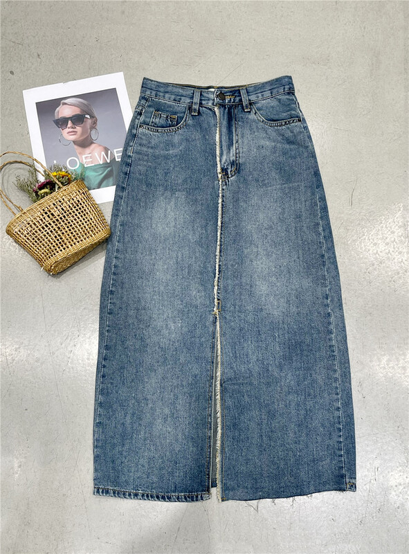 [runway girl] Korean fashion split denim skirt 6851-1\zjy