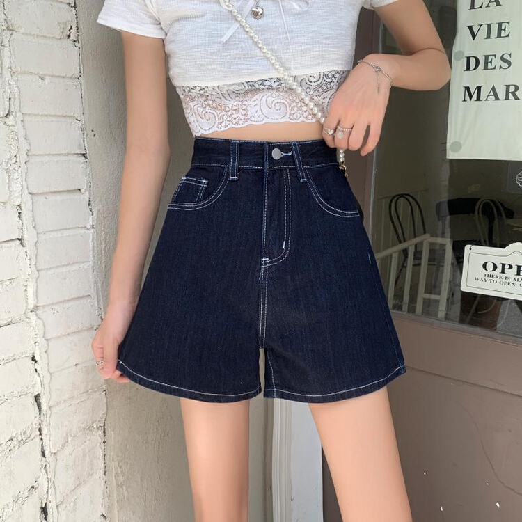 [AI x2 denim] Korean simple Chinese denim shorts (with belt) 6177\hjy