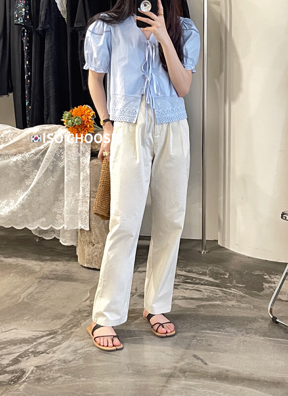 [ISO Korean] Korean version horn sleeve tether shirt 66262\hjy