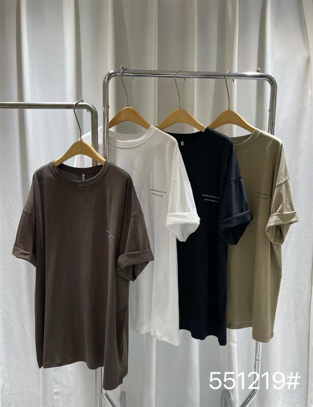 [Mujia] letter comfortable round neck Pullover short sleeve T-shirt 551219\l