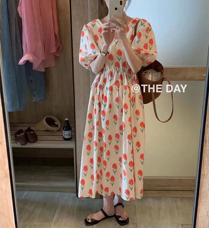 [the day] Korean custom floral slim dress 8978\ll
