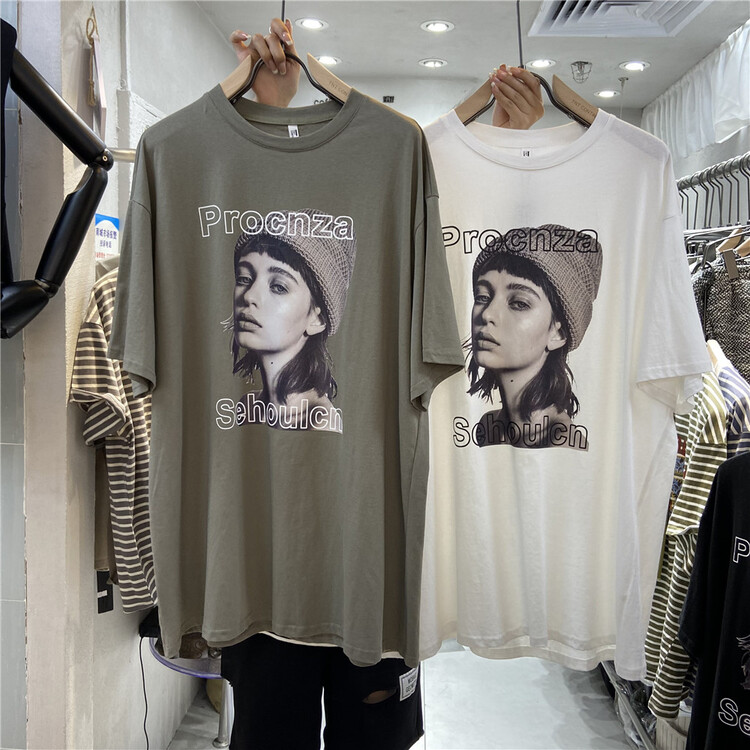 [TNT continue] round neck relaxed portrait printed short sleeve T-shirt ys1-300\l
