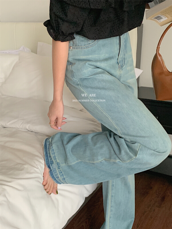 [we are] Vintage washing water used straight jeans 60065\zjy