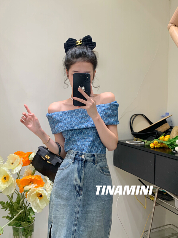 [tinamini] Korean one shoulder shirt 0233\hjy