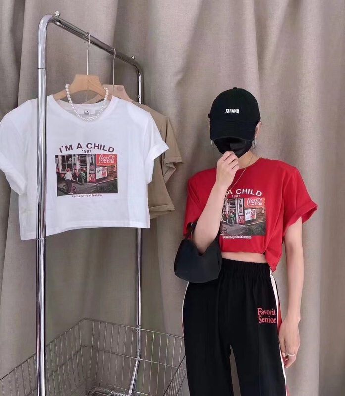 [xiaokoujia] European and American printed short sleeved T-shirt 80682\wtt