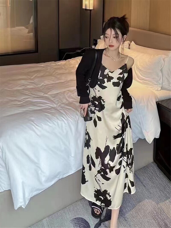 [Han C family] versatile simple shawl + suspender lady dress set 6379\pcz