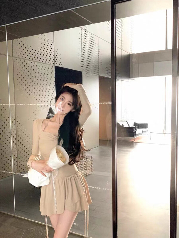 [MS studio] pure wind neck sunscreen shirt + high waist slim skirt suit 9189\pcz