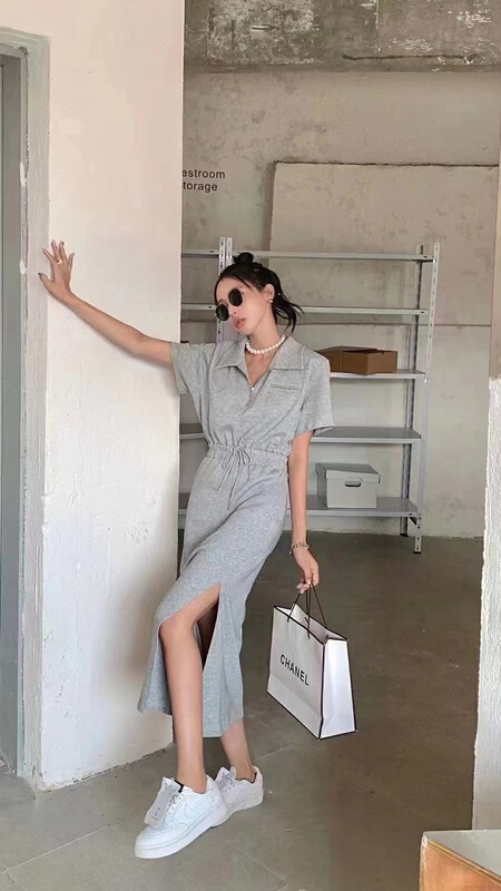 [top] casual Lapel waist dress 9271\zjy