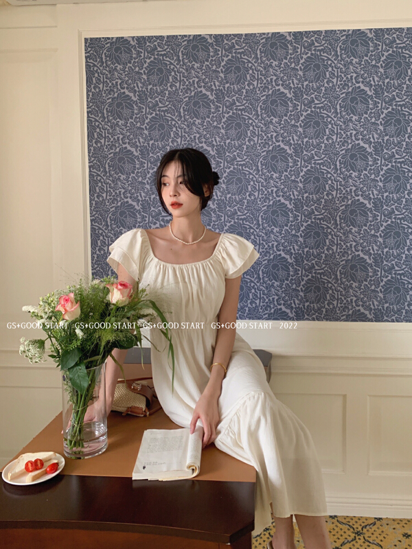[gs.good star] Han Shufang collar high waist dress 22373\hjy