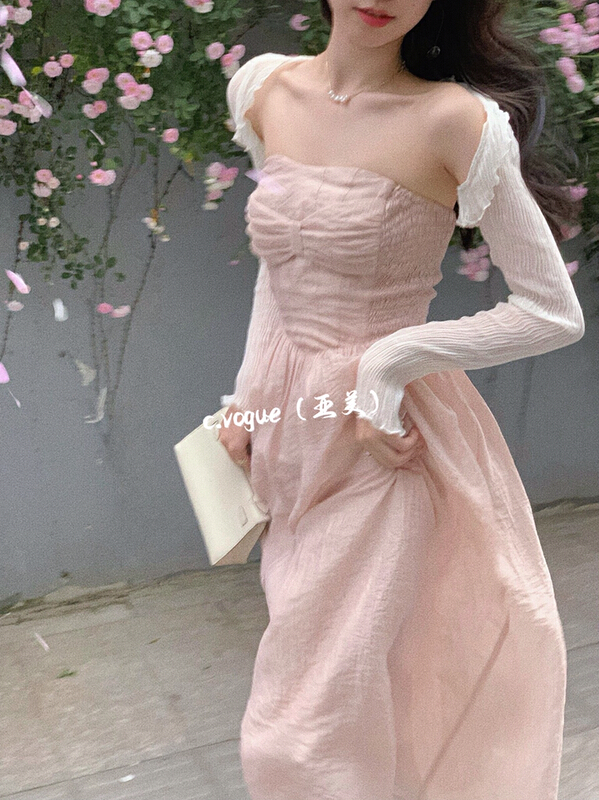 [c.vogue] French gentle waist closing strapless dress 3865\pcz