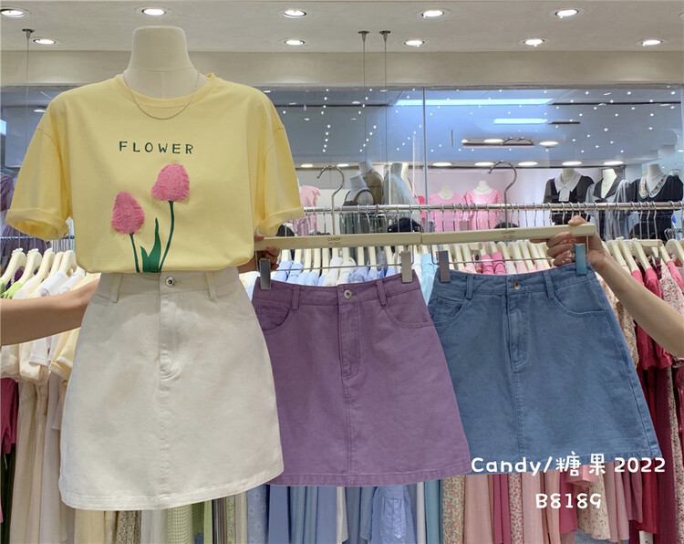 [candy] Korean A-shaped versatile simple skirt ys2-8189\zjy