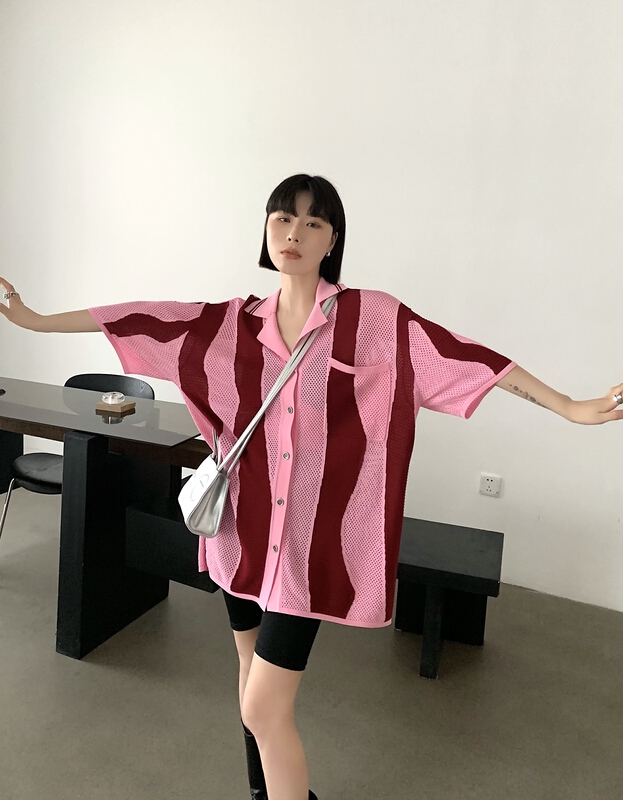 [Tutu] loose striped cut-out thin T-shirt 52200\lsl
