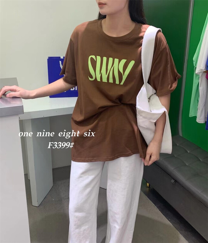 [1986] simple letters round neck Casual Short Sleeve T-shirt 3399\xyy
