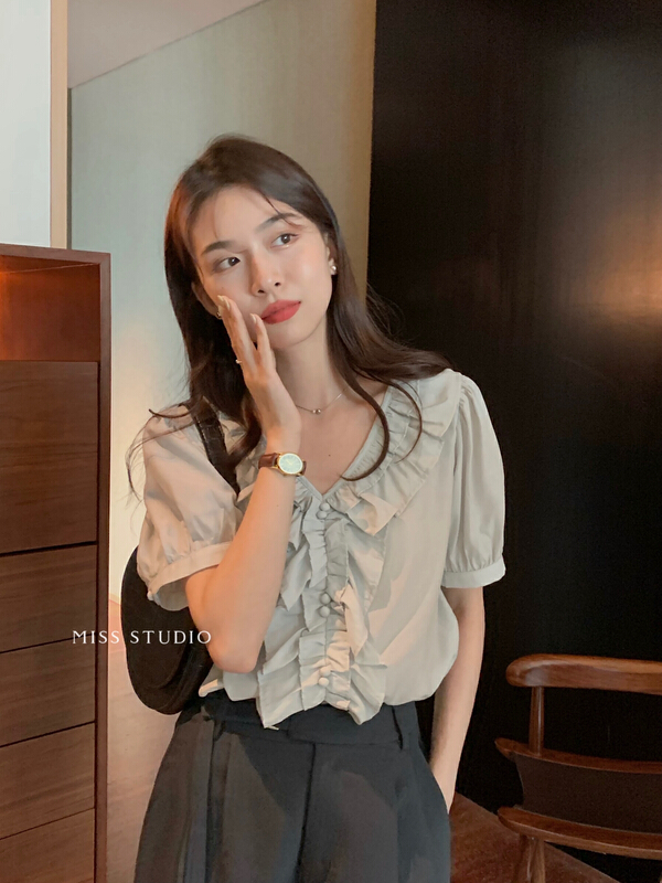 [miss miss home] Korean style fungus edge temperament shirt W315