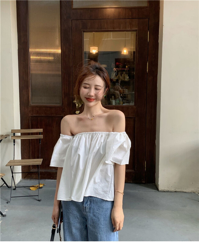 In early summer! [spinach family] Korean versatile short shirt ys1-6952\hbx