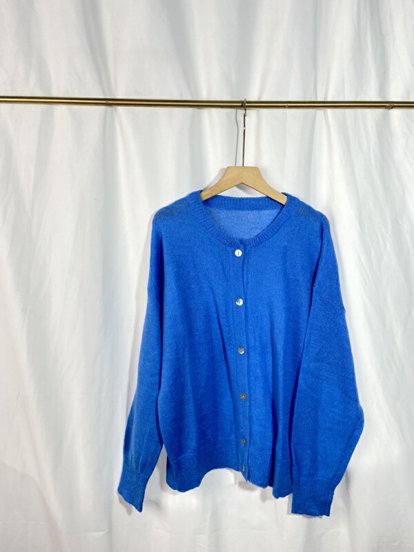 [Yi show shop] round neck single breasted simple knitted cardigan 1404\cl