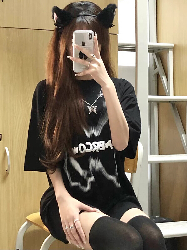 [j.2] ins lovers' same loose t-chain short sleeve T-shirt 8661\lsw