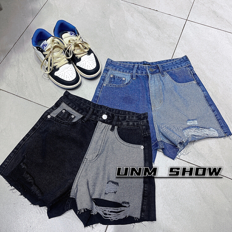 [unm-show] comfortable and versatile color blocked denim shorts 1293\wtt