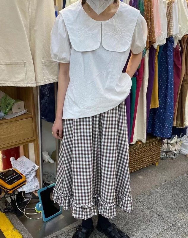 [36 degrees] Plaid slim lace skirt 6167\l