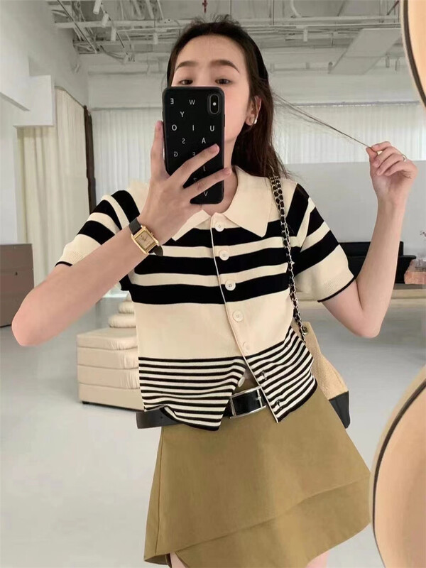 [free Valley] stripe fashion lazy knit cardigan 6762\lsw