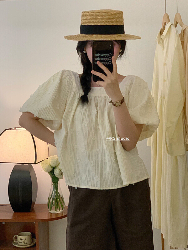 [RS] square collar three-dimensional flower shirt rs2010\xyy