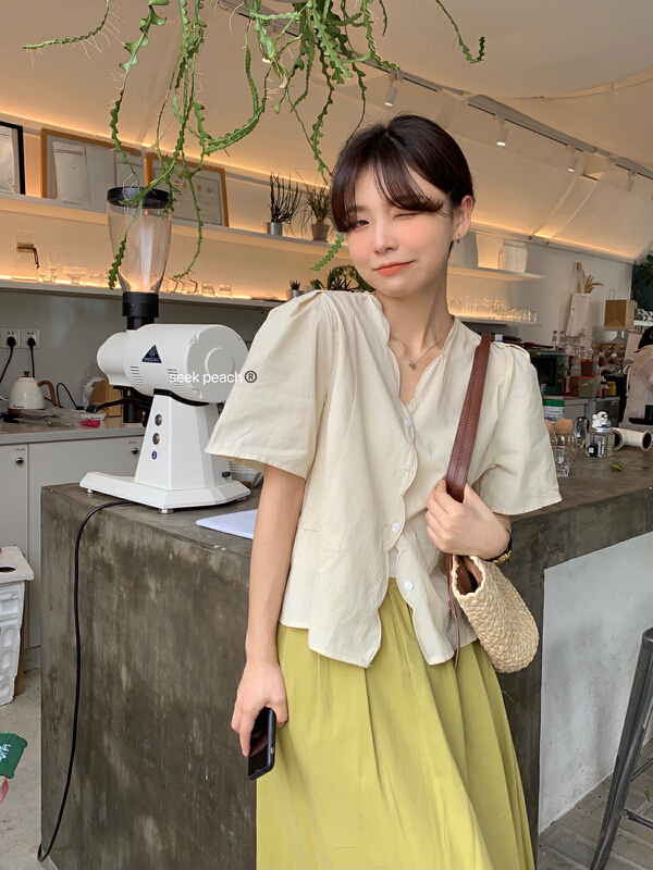 [seek peach] Korean single breasted comfortable shirt (only selling shirts) 5199\ll