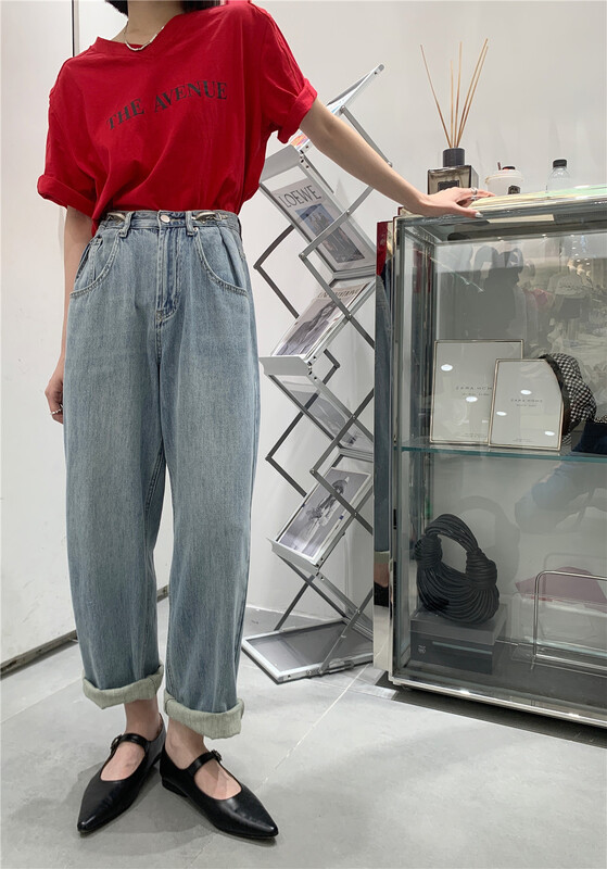 [t-platform] featured waist versatile loose jeans 8517\zxx