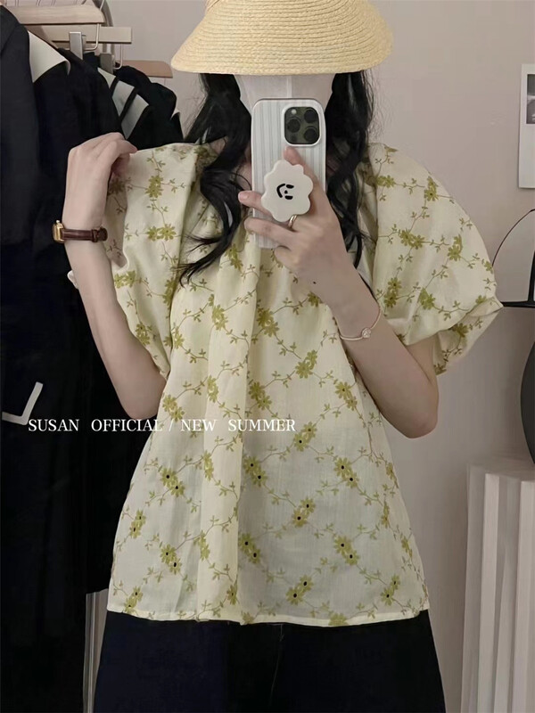[Susan] ladies' versatile bandage floral shirt 19196\lsw