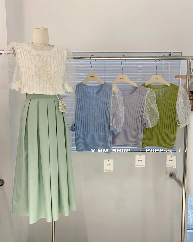 [v:mm] sweet little fresh bubble sleeve T-shirt 88692\cls