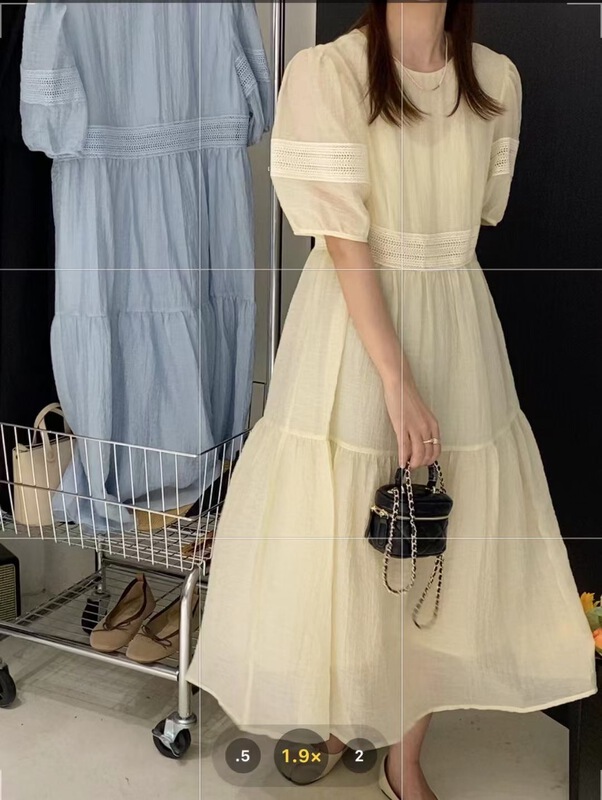[wanwan] Korean casual round neck bubble sleeve dress 6607\hbx