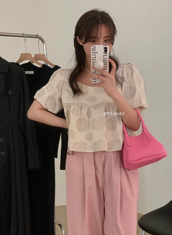 [RS] temperament square collar flower shirt rs2216\xyy