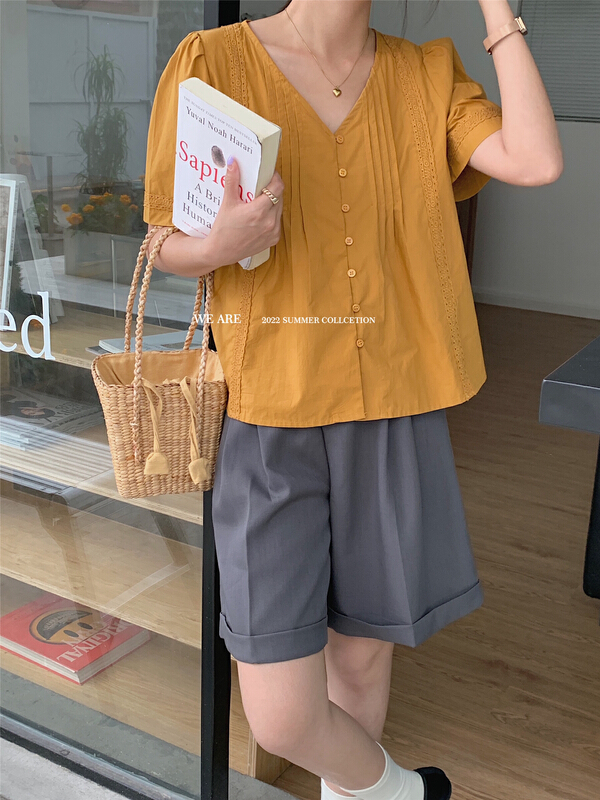 [we are] fresh and simple fashion lace temperament shirt 10133\zjy