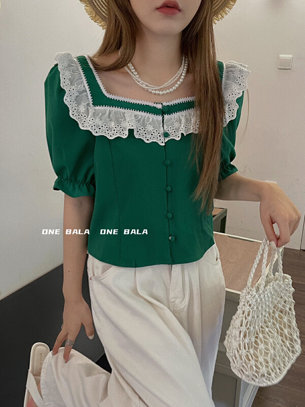 [one Bala] simple and fresh lace shirt 1290\hjy