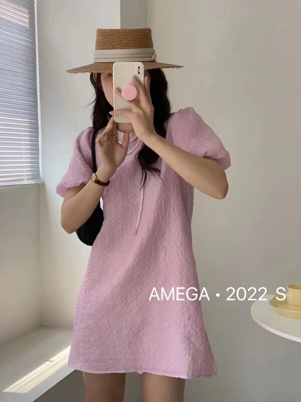 [amega] Korean slim round neck bow dress 6970\hbx