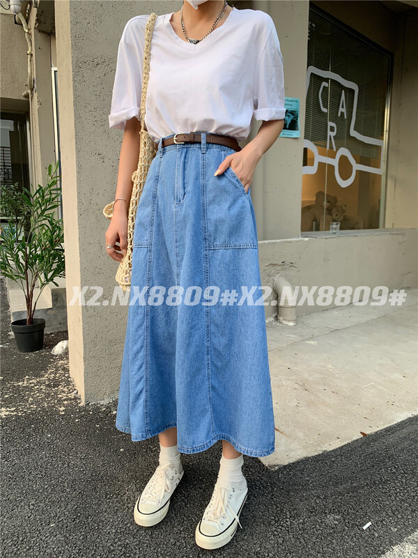 [x2 square] high waist comfortable Korean skirt (with belt) nx8809\ll