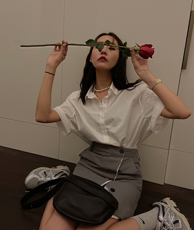 [JH] net red solid color shirt skirt + foreign style versatile skirt suit (suit only) 41983\pcz