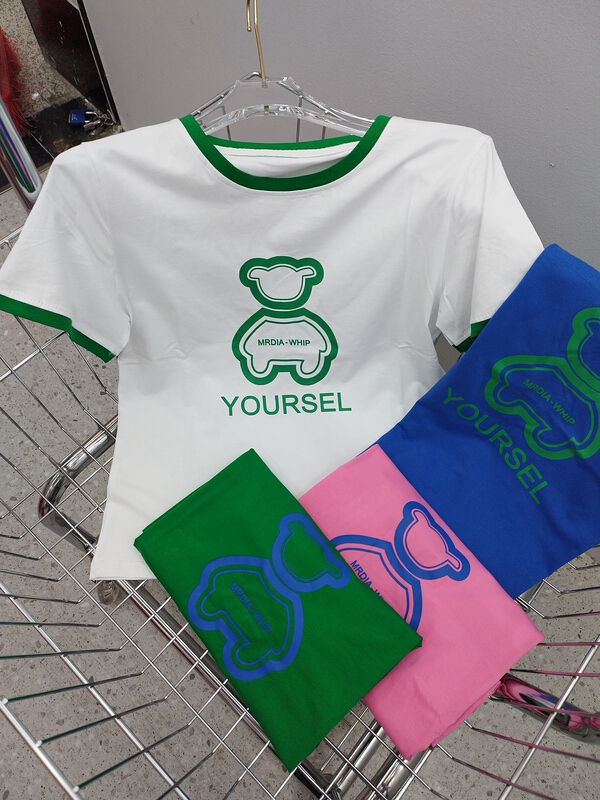 [Yilin] Korean bear print short sleeve T-shirt 2398\wtt