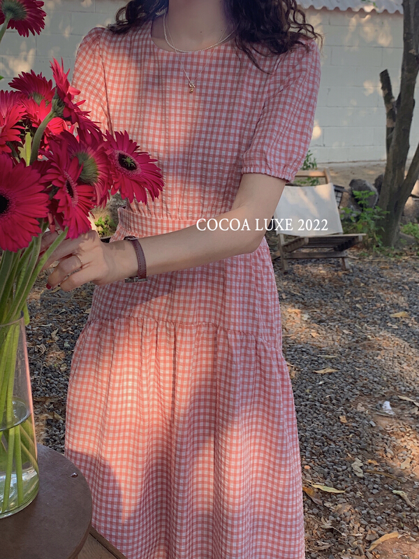 [cocoa] new products in early summer, two sides of the leakage waist Plaid Dress 3628\l