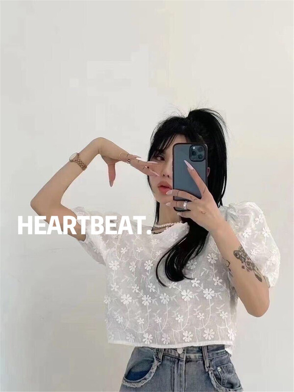 [hearteat] simple square neck versatile shirt 576\zjy