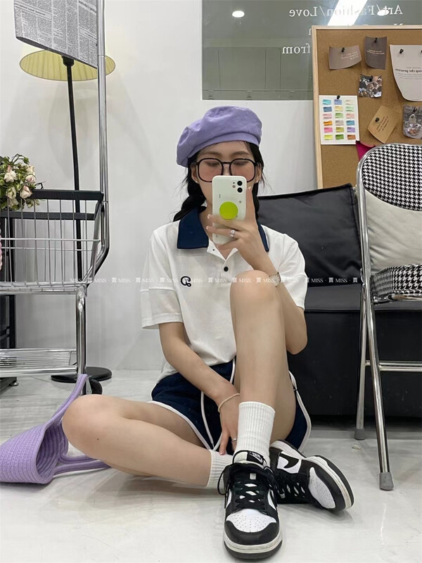[Miss Jia] color blocking fashion short sleeve T-shirt + loose comfortable casual pants set 3367\xyy