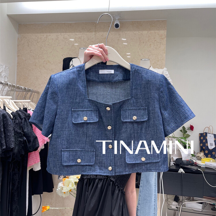 [tinamini] temperament shoulder pad short shirt m0236\hjy