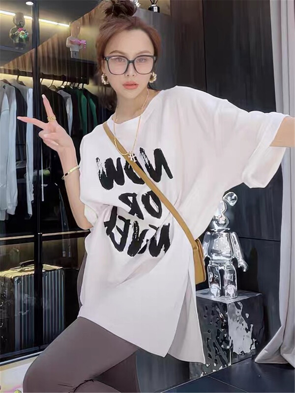 [Amy] letter print Pullover short sleeve T-shirt ys3-909\wtt