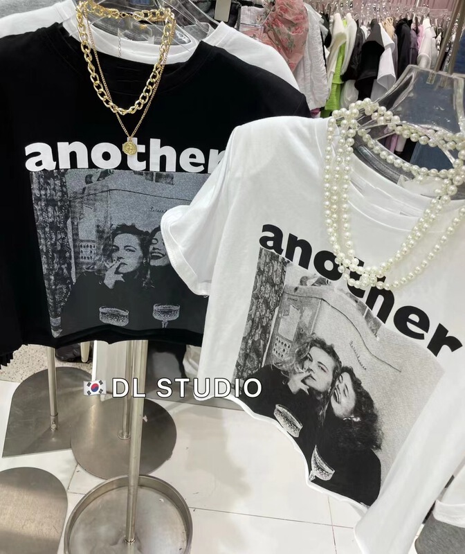 [DL] lettered Pullover short sleeve T-shirt 8638\wtt
